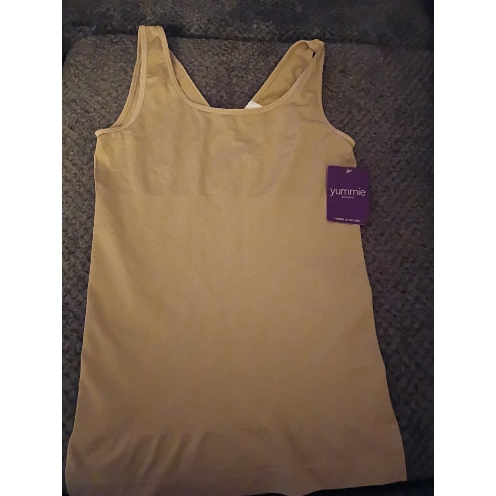 Yummie Womens Seamless Camisole Nude Beige Firm Compression Shapewear Tank M/L